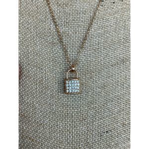 Gold Tone Rhinestone Locket Necklace